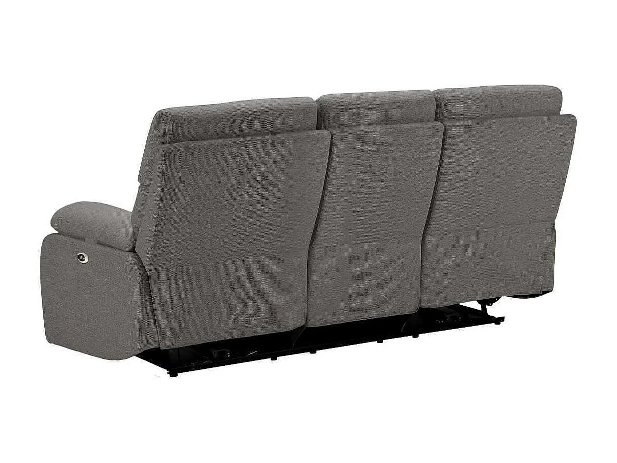 Canapé relax électrique 3 places tissu polyester gris foncé - MIGUEL