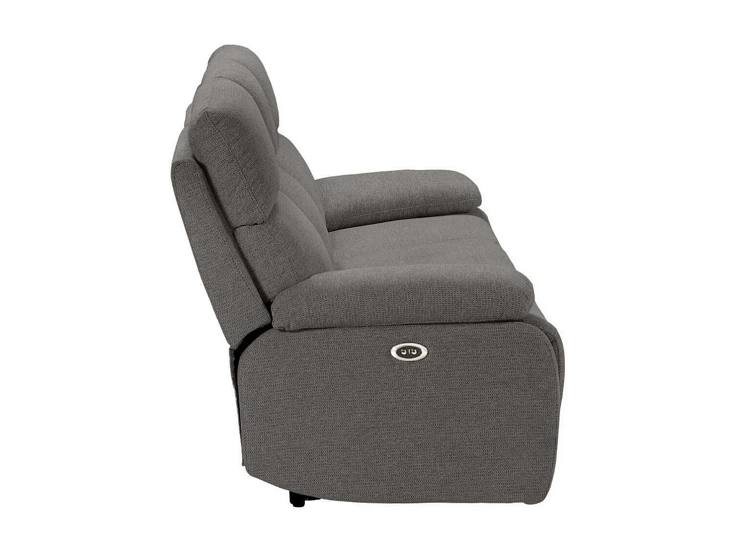 Canapé relax électrique 3 places tissu polyester gris foncé - MIGUEL