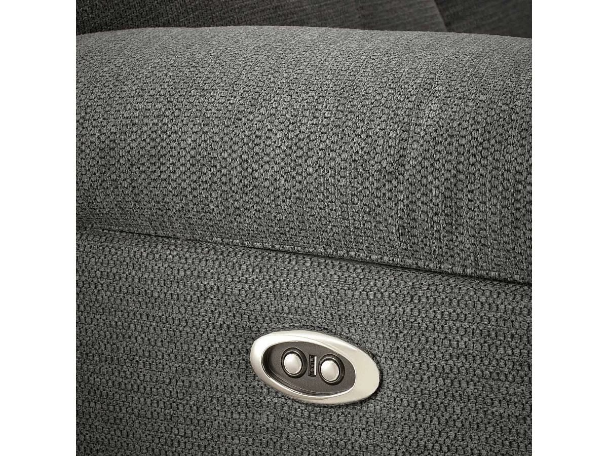 Canapé relax électrique 3 places tissu polyester gris foncé - MIGUEL