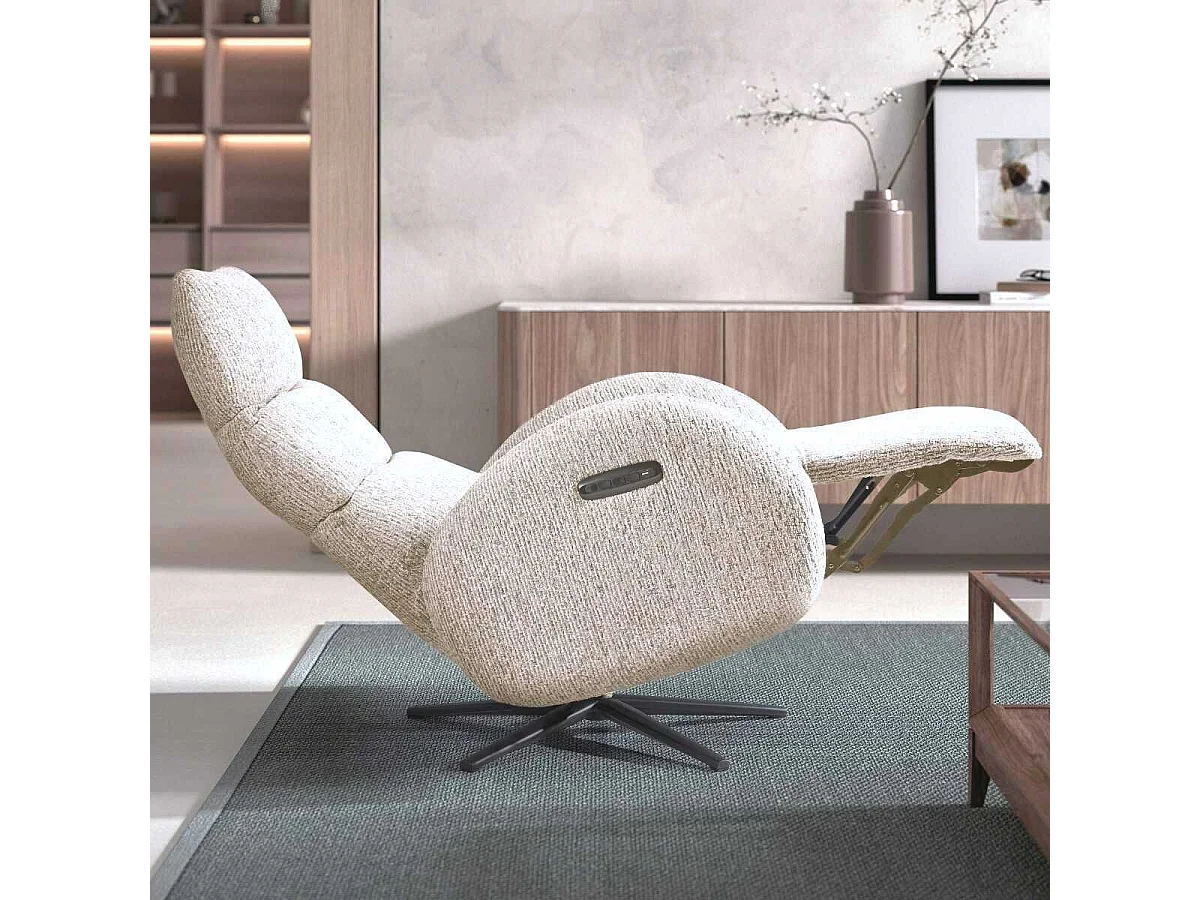 Fauteuil relax électrique tissu polyester beige - AMSTEN