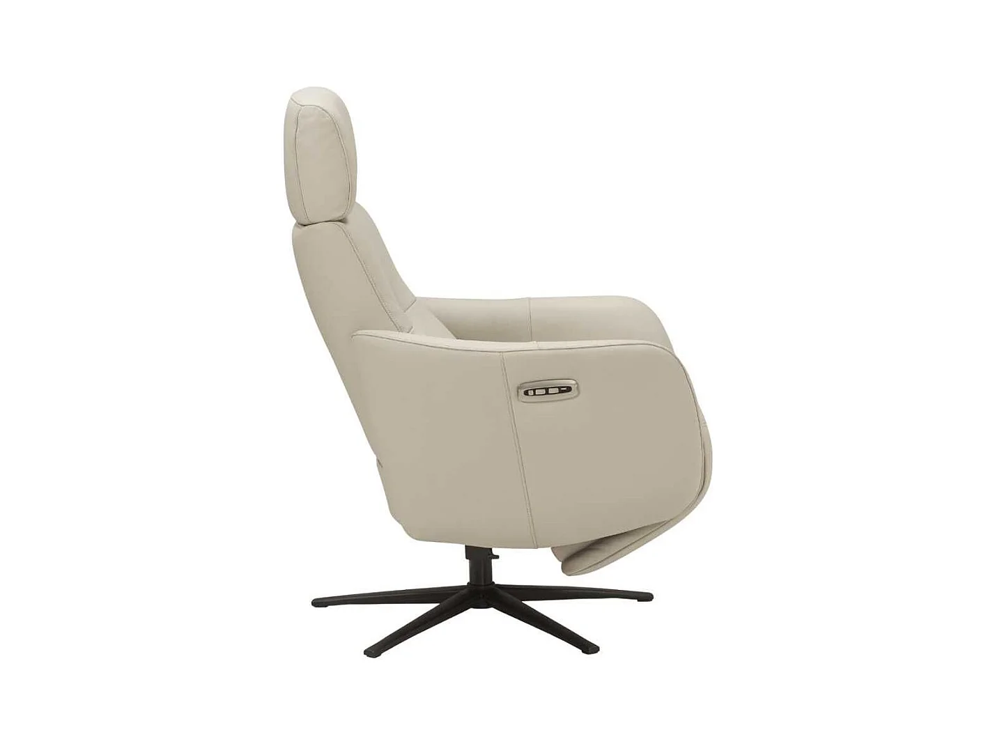 Fauteuil relax électrique pivotant avec têtière manuelle tout cuir gris clair - REANE