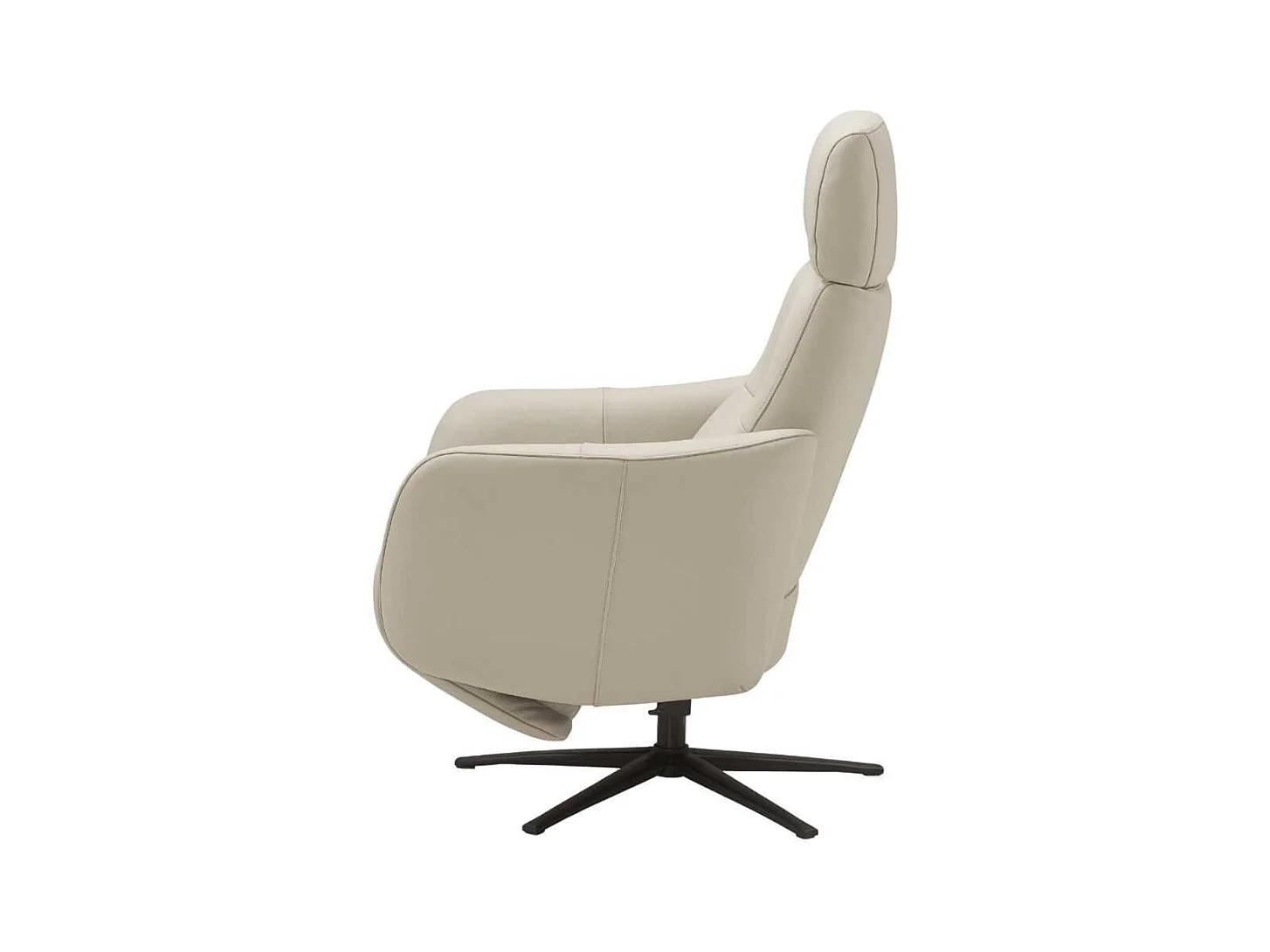 Fauteuil relax électrique pivotant avec têtière manuelle tout cuir gris clair - REANE