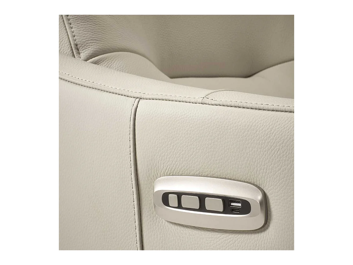 Fauteuil relax électrique pivotant avec têtière manuelle tout cuir gris clair - REANE