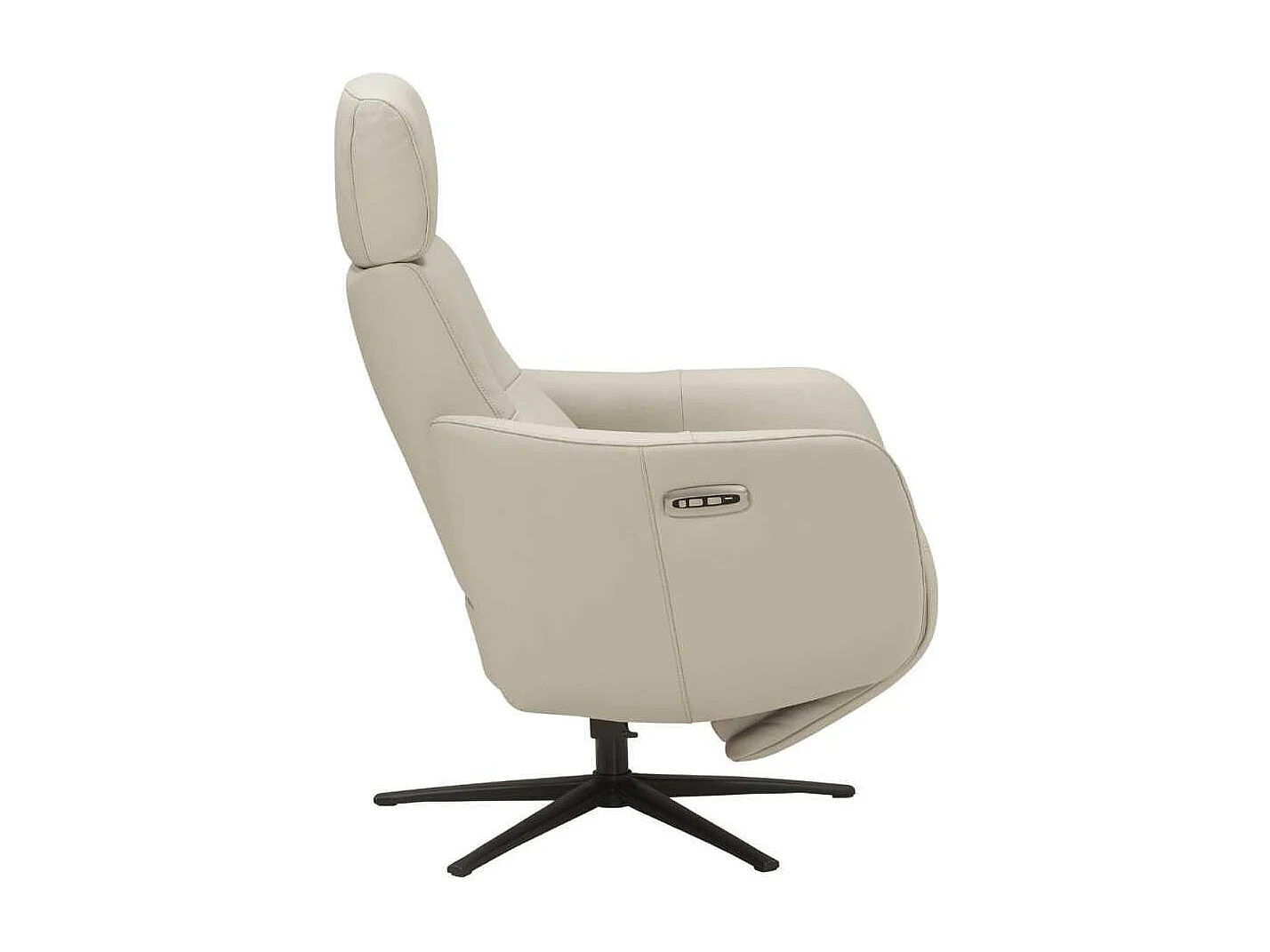 Fauteuil relax électrique pivotant avec têtière manuelle tout cuir gris clair - REANE