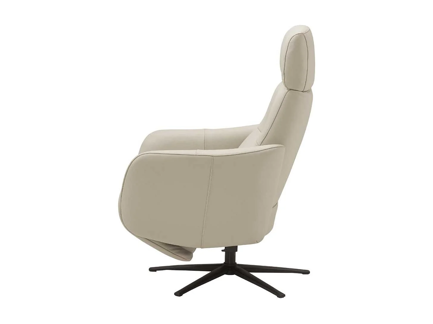 Fauteuil relax électrique pivotant avec têtière manuelle tout cuir gris clair - REANE
