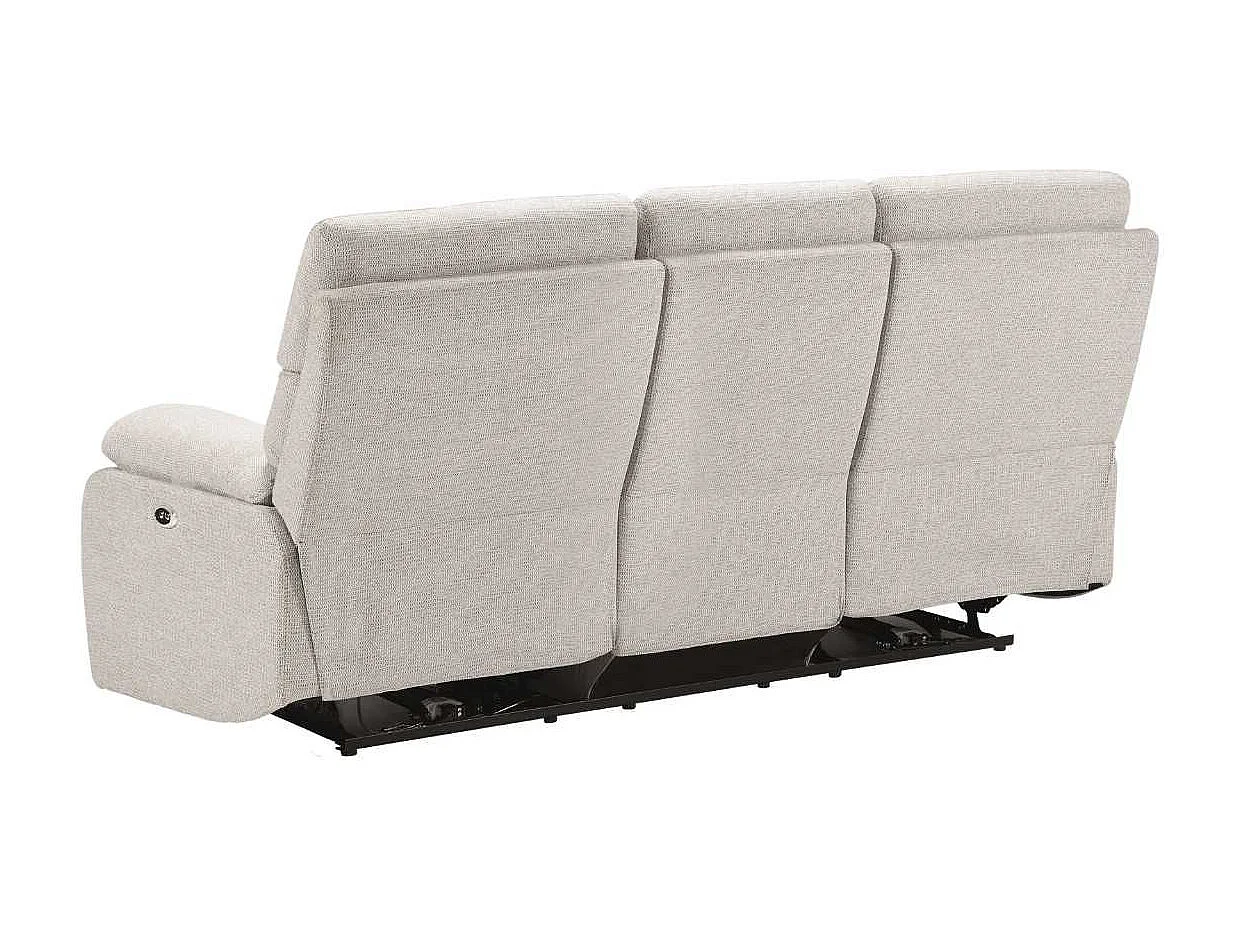 Canapé relax électrique 3 places tissu polyester gris clair - MIGUEL