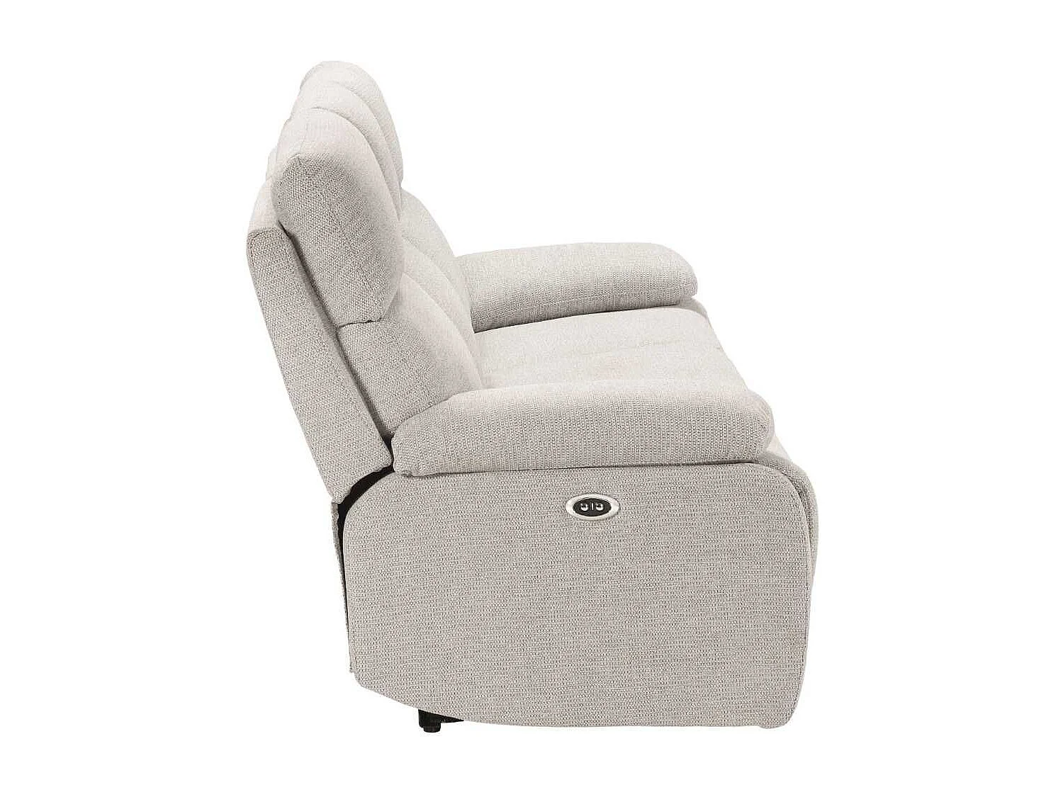 Canapé relax électrique 3 places tissu polyester gris clair - MIGUEL
