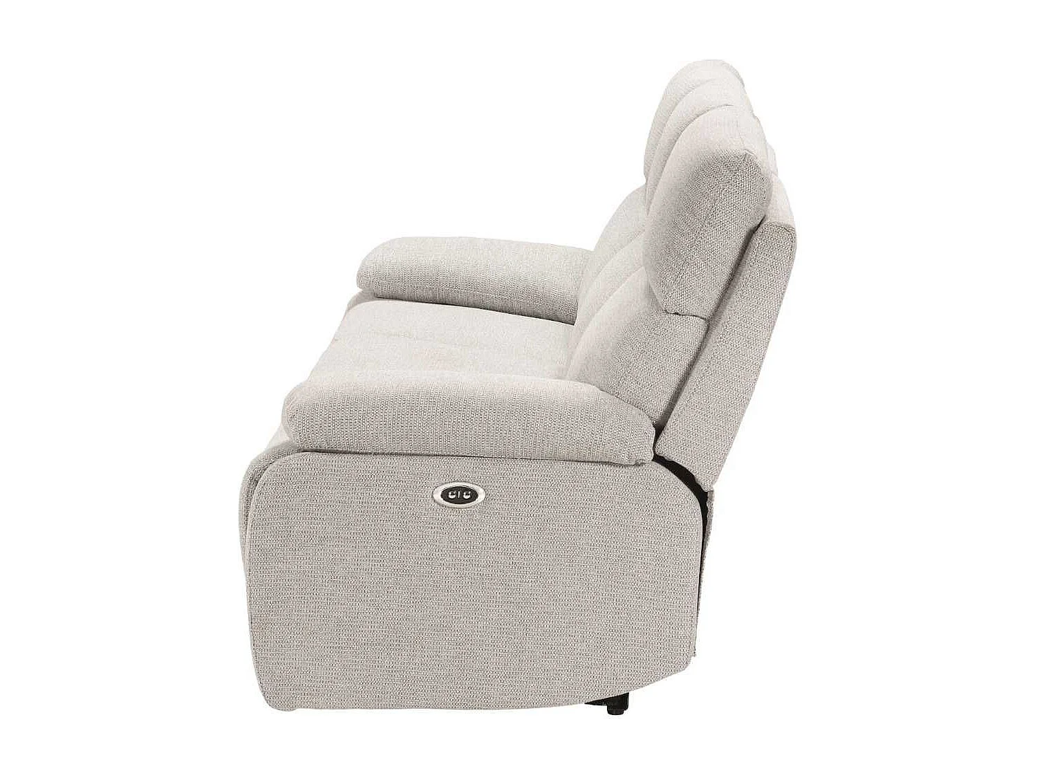 Canapé relax électrique 3 places tissu polyester gris clair - MIGUEL
