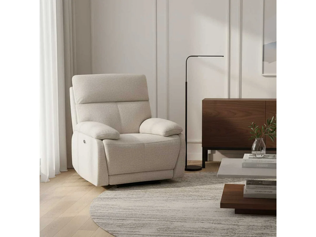 Fauteuil relax électrique tissu polyester gris clair - MIGUEL