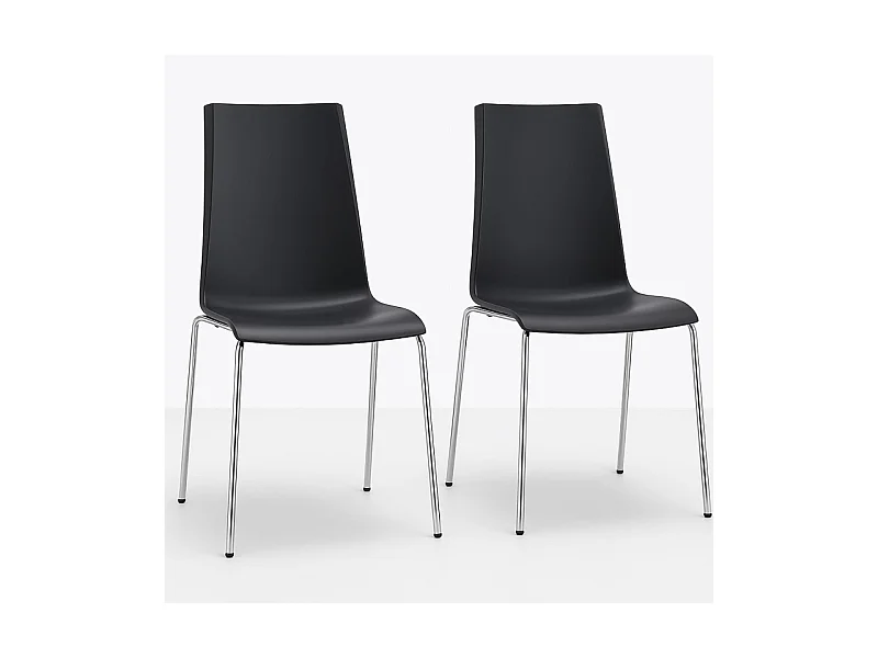 Lot de 2 chaises design en plastique et métal Mannequin