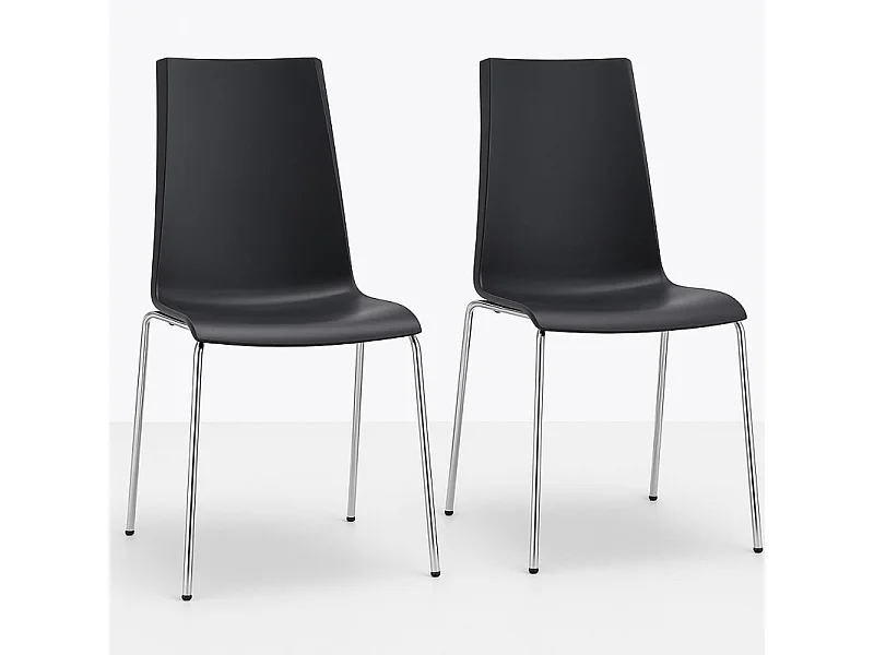 Lot de 2 chaises design en plastique et métal Mannequin