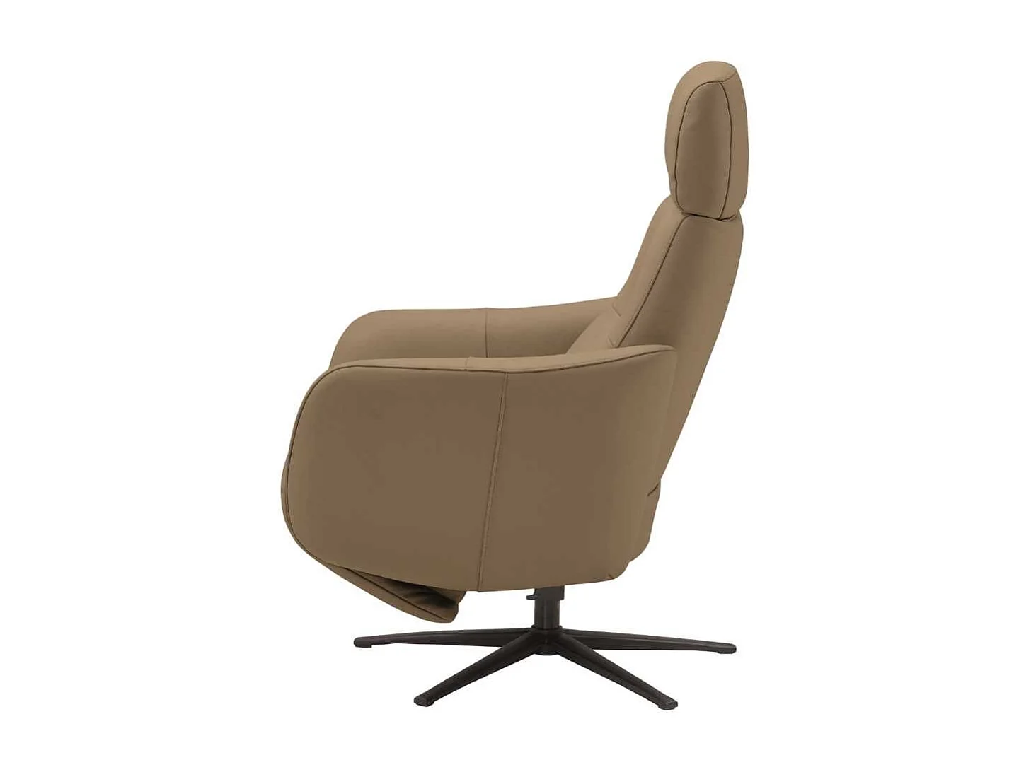 Fauteuil relax électrique pivotant avec têtière manuelle tout cuir marron clair - REANE