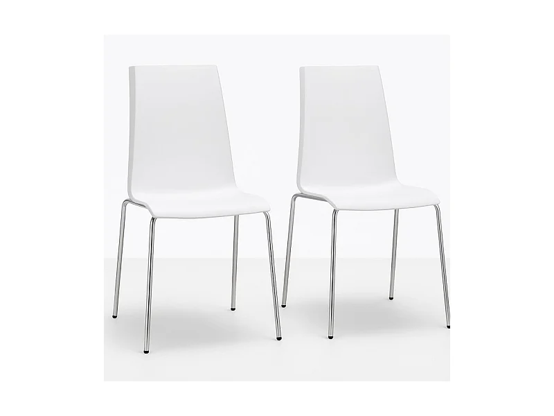 Lot de 2 chaises design en plastique et métal Mannequin