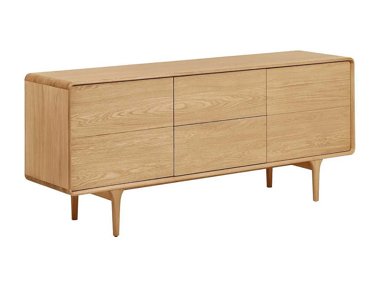 Meuble TV 2 portes et 2 tiroirs cadre en chêne massif façades en placage de chêne - GARANCE