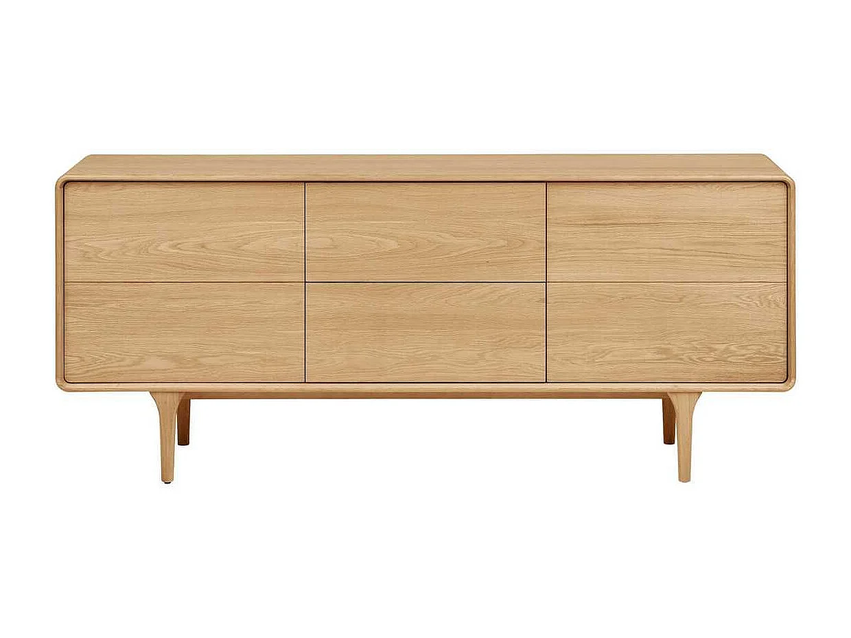 Meuble TV 2 portes et 2 tiroirs cadre en chêne massif façades en placage de chêne - GARANCE