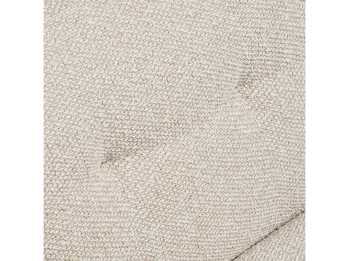 Fauteuil lounge vintage en tissu bouclette beige et accoudoirs en bois - FERNAND