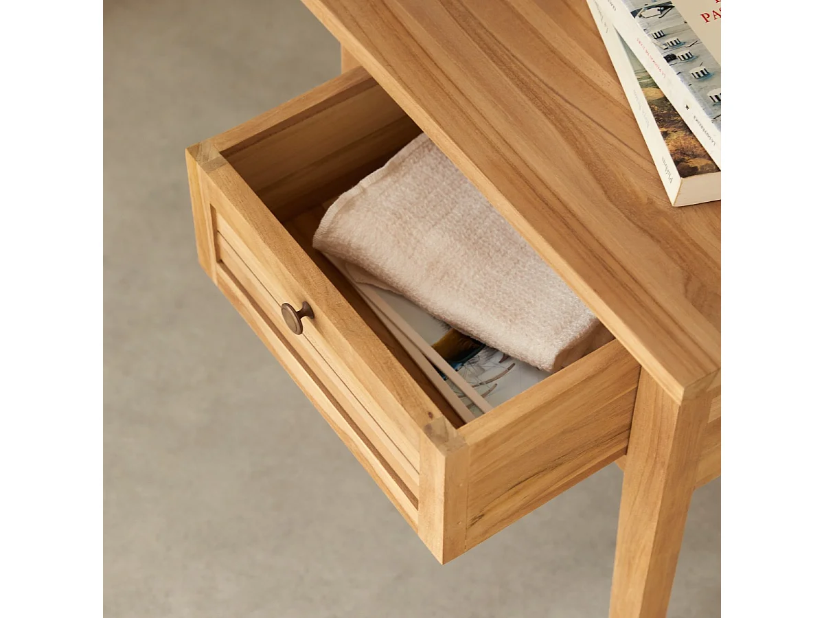 Comodino in legno massello di teak Suzette