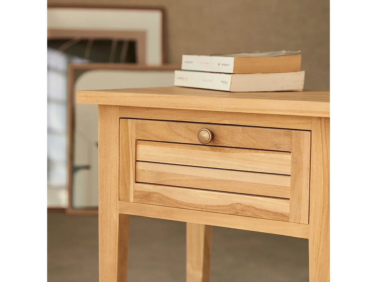 Comodino in legno massello di teak Suzette