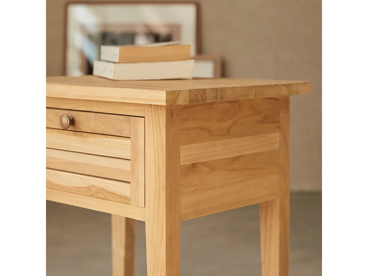Comodino in legno massello di teak Suzette