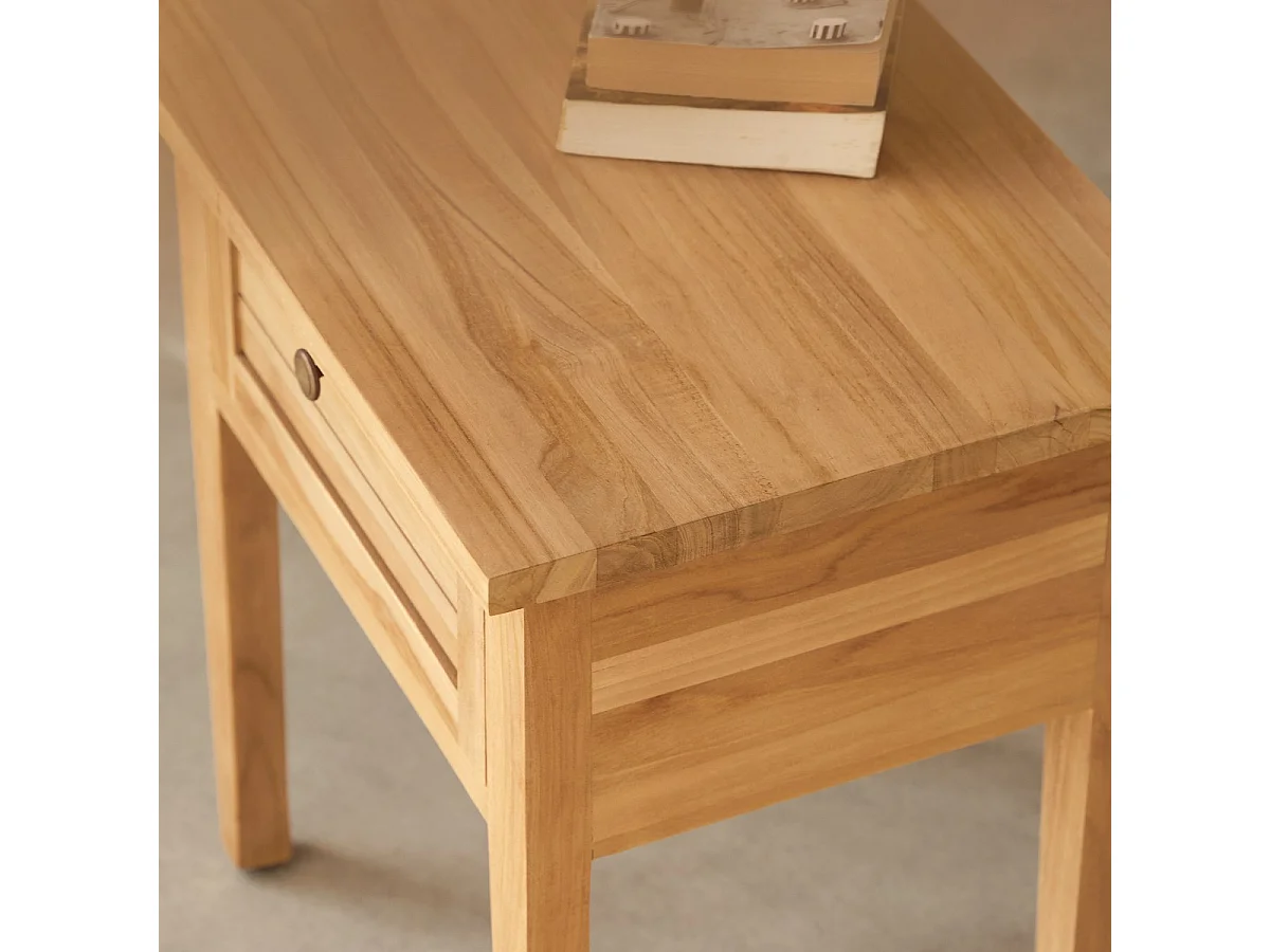 Comodino in legno massello di teak Suzette