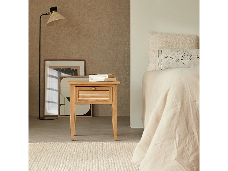 Comodino in legno massello di teak Suzette