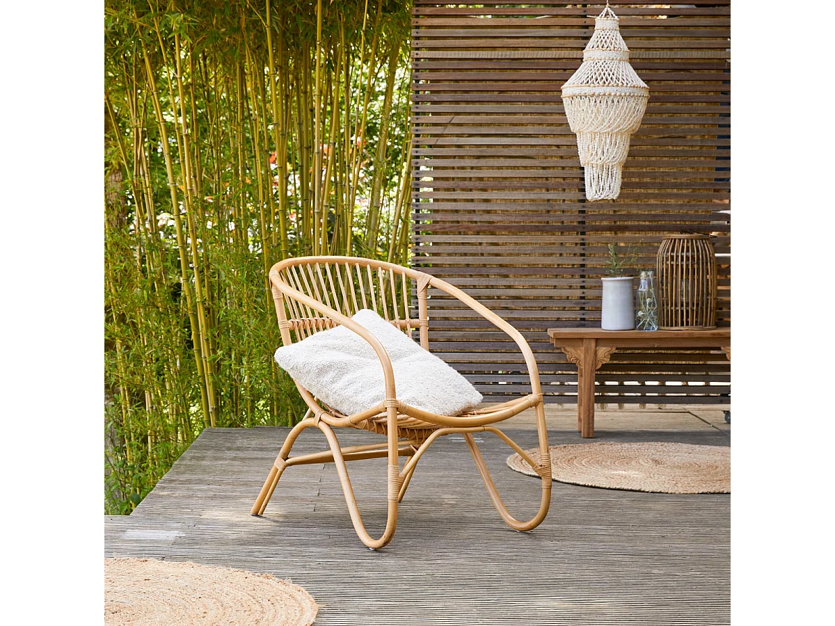 Gartenstuhl Outdoor Stuhl aus Rattan Naturfarben neu Tikamoon