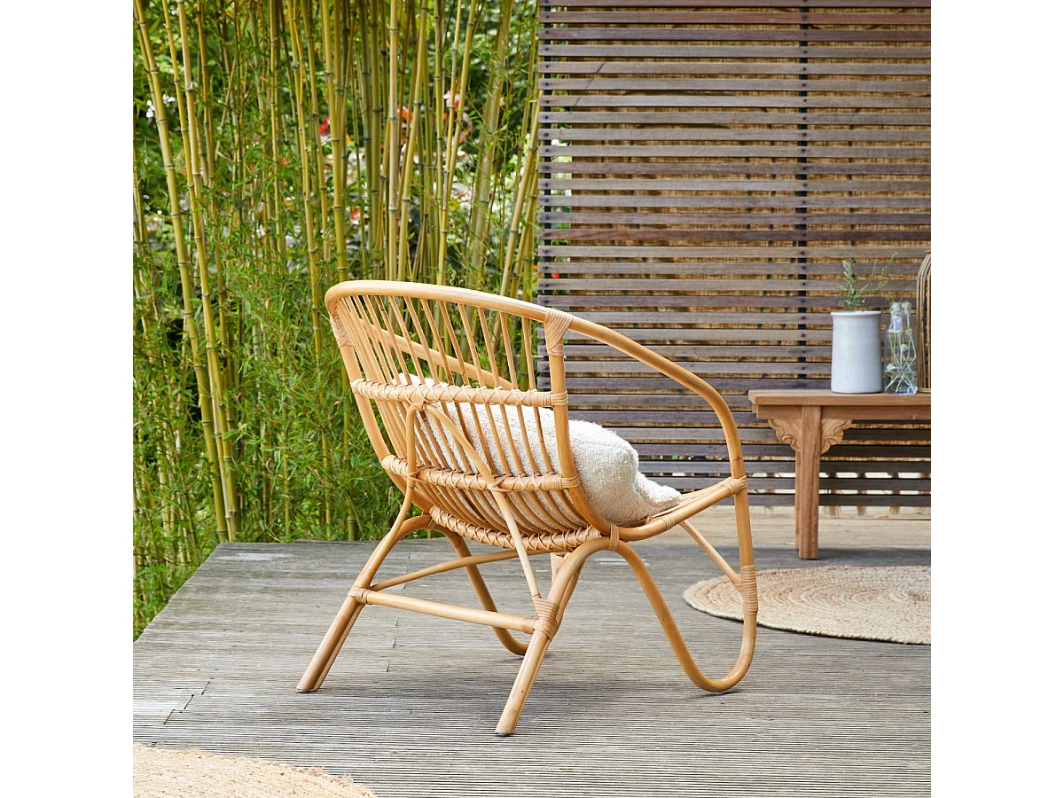 Gartenstuhl Outdoor Stuhl aus Rattan Naturfarben neu Tikamoon