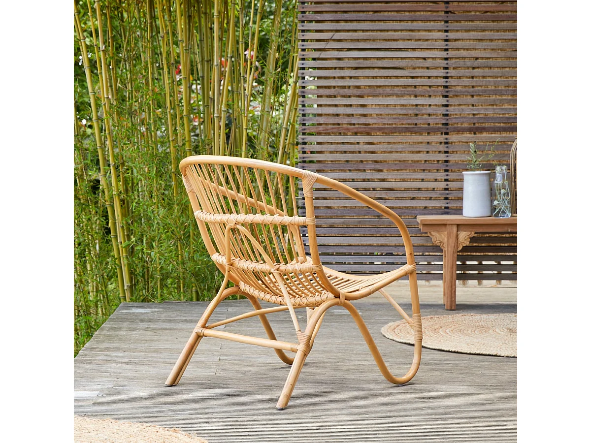Gartenstuhl Outdoor Stuhl aus Rattan Naturfarben neu Tikamoon