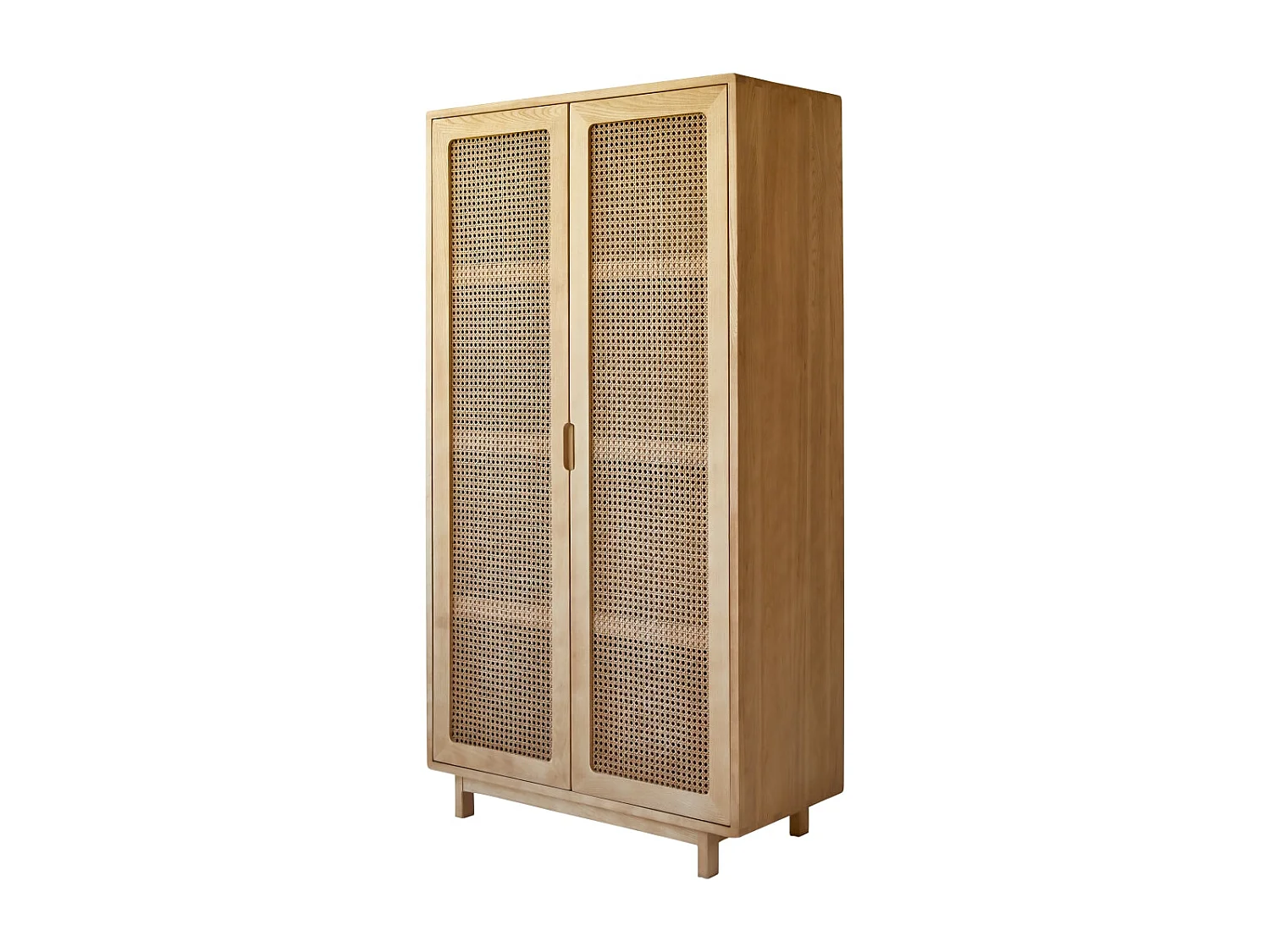 Kinderschrank Luis aus massivem Ulmenholz und Rattangeflecht