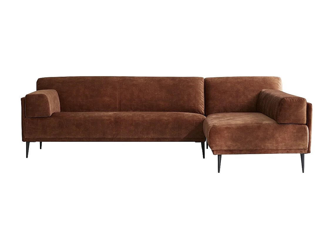 Canapé d'angle droit en velours teraccotta 270 x 180 cm Finn, 4 places