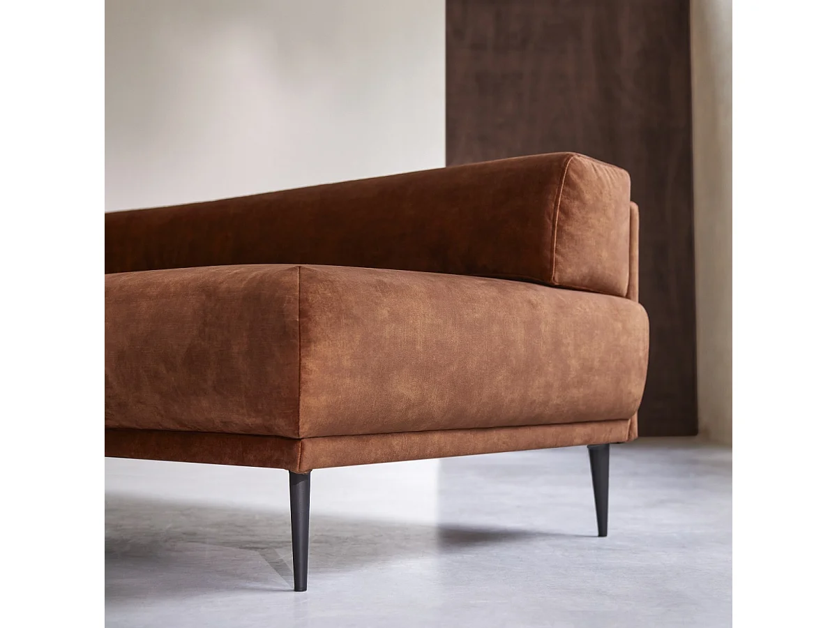 Canapé d'angle droit en velours teraccotta 270 x 180 cm Finn, 4 places