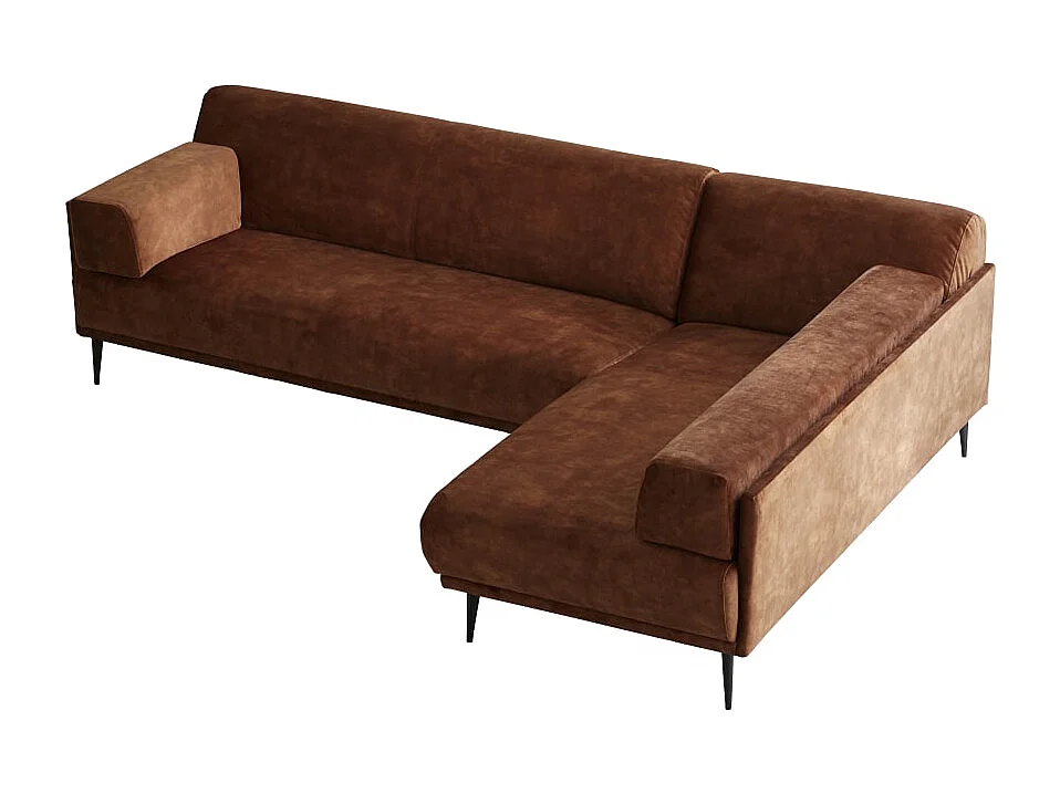 Canapé d'angle droit en velours teraccotta 270 x 180 cm Finn, 4 places
