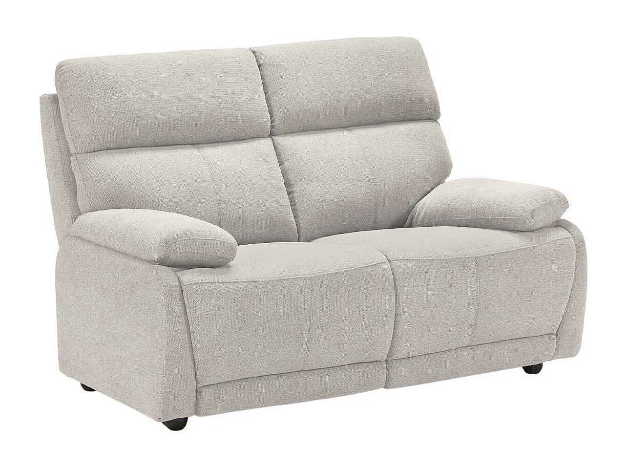 Canapé fixe 2 places tissu polyester gris clair - MIGUEL