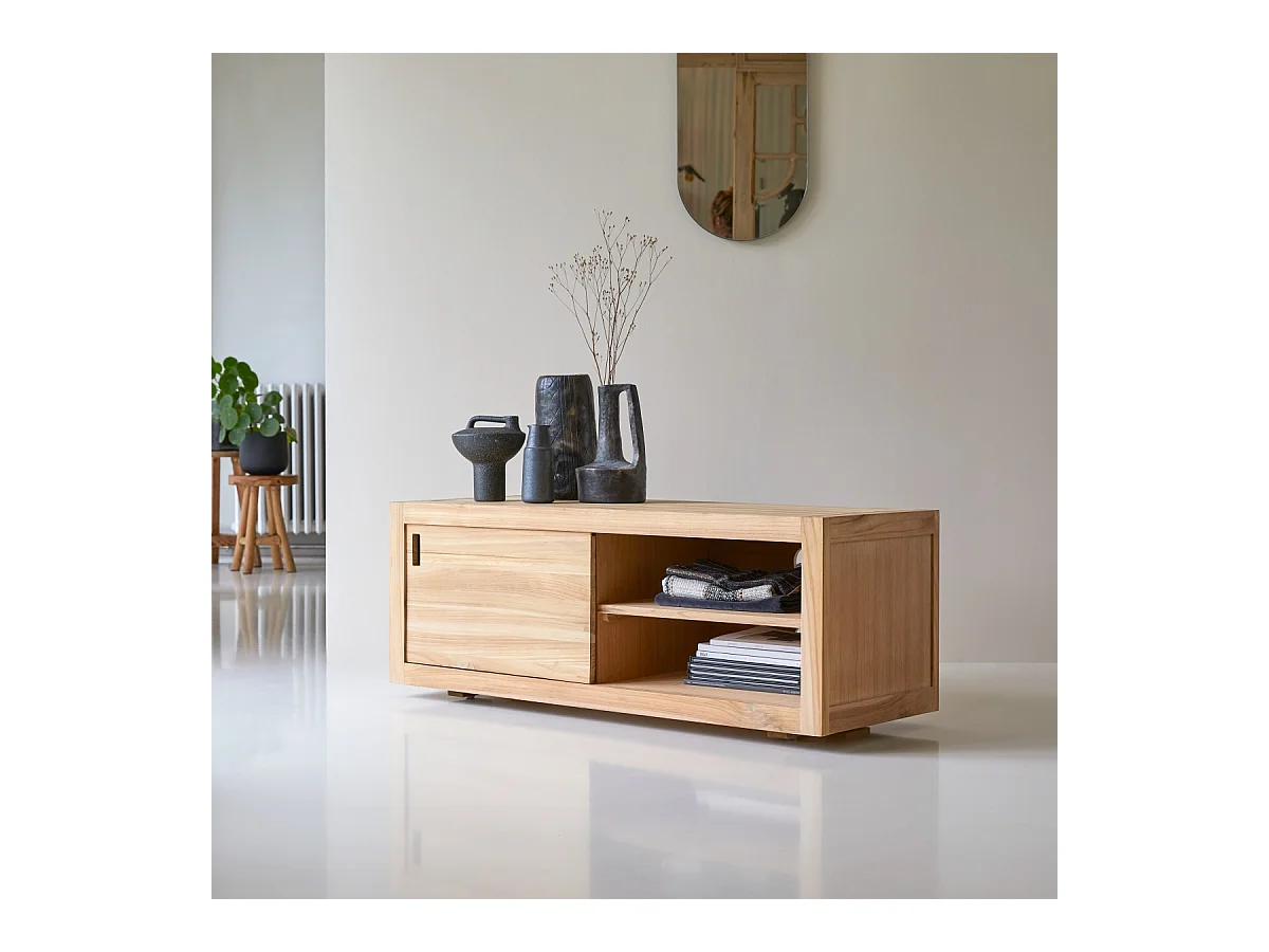 Mobile porta TV televisore legno massello Teak Teck Tek 120 cm design scandinavo