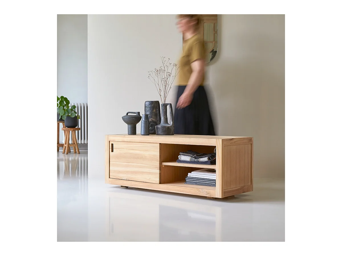 Mobile porta TV televisore legno massello Teak Teck Tek 120 cm design scandinavo