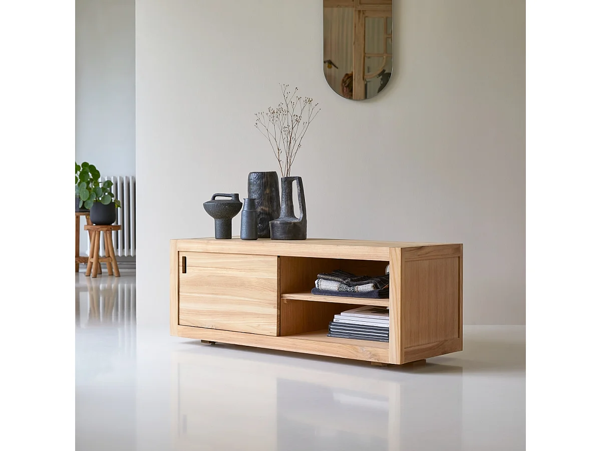 Mobile porta TV televisore legno massello Teak Teck Tek 120 cm design scandinavo