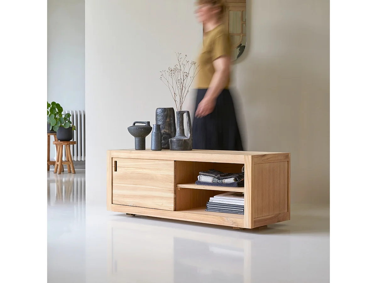 Mobile porta TV televisore legno massello Teak Teck Tek 120 cm design scandinavo