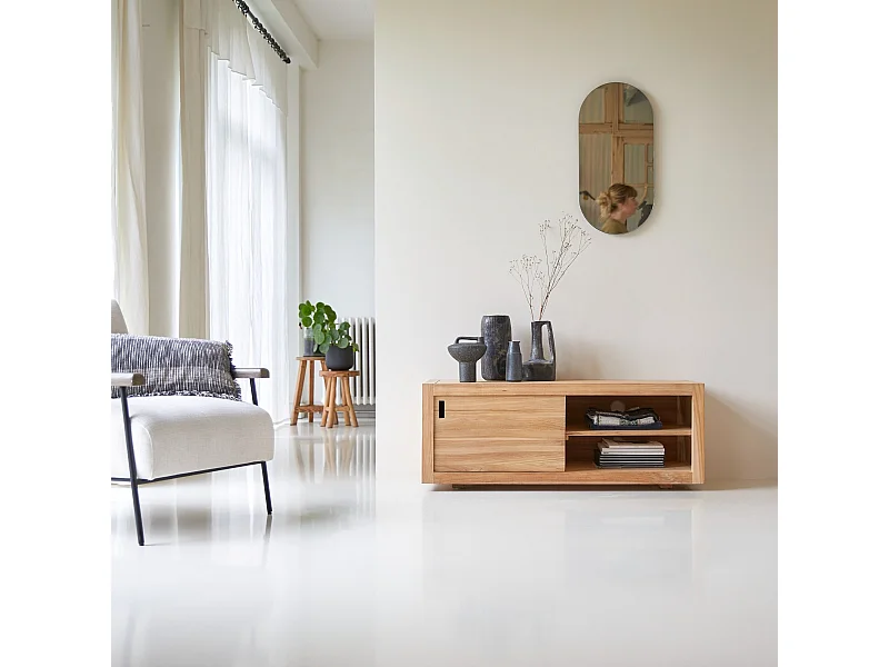 TV Schrank Fernsehschrank Lowboard aus Teakholz im skandinavischen Stil 120 cm