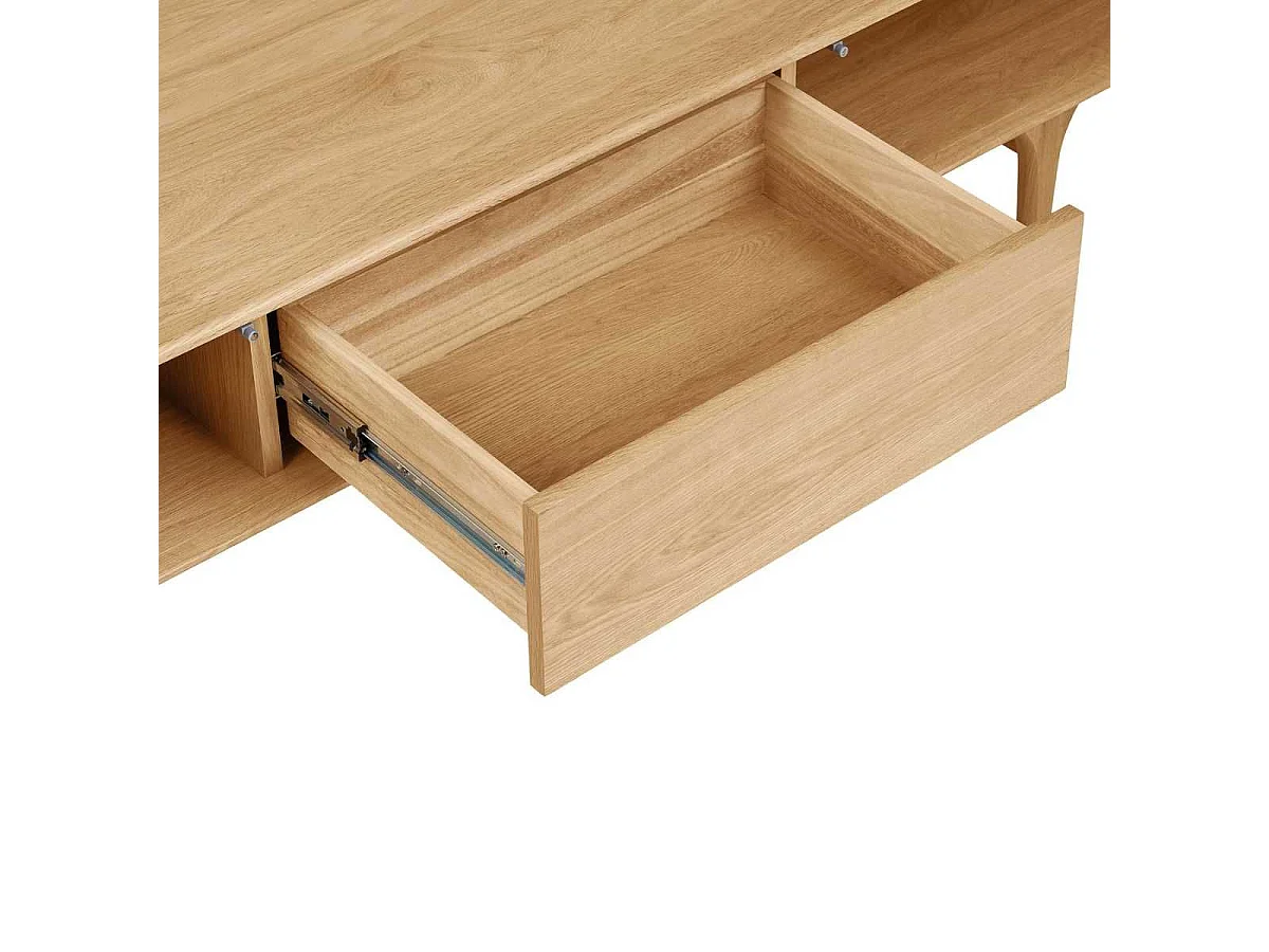 Meuble TV 2 portes et 1 tiroir cadre en chêne massif façades en placage de chêne - GARANCE