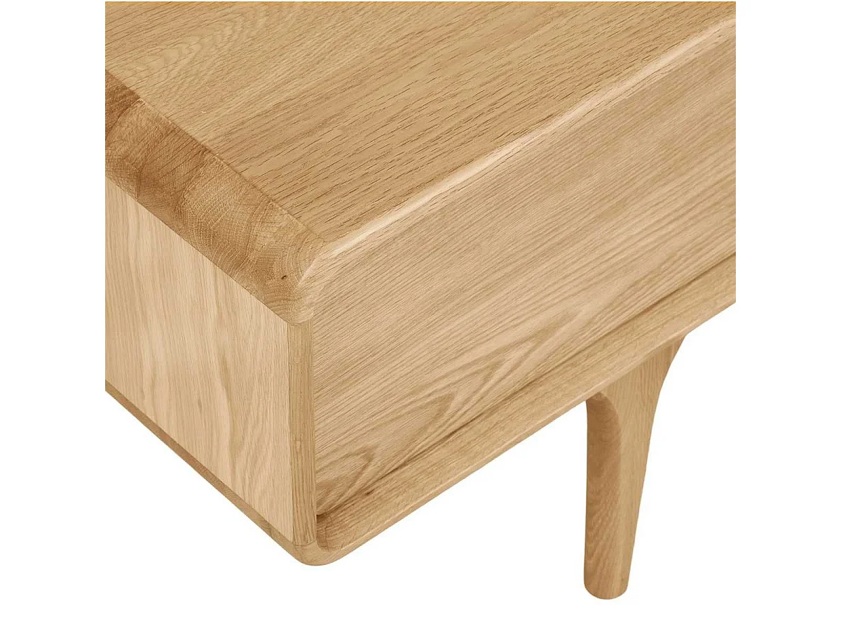 Meuble TV 2 portes et 1 tiroir cadre en chêne massif façades en placage de chêne - GARANCE