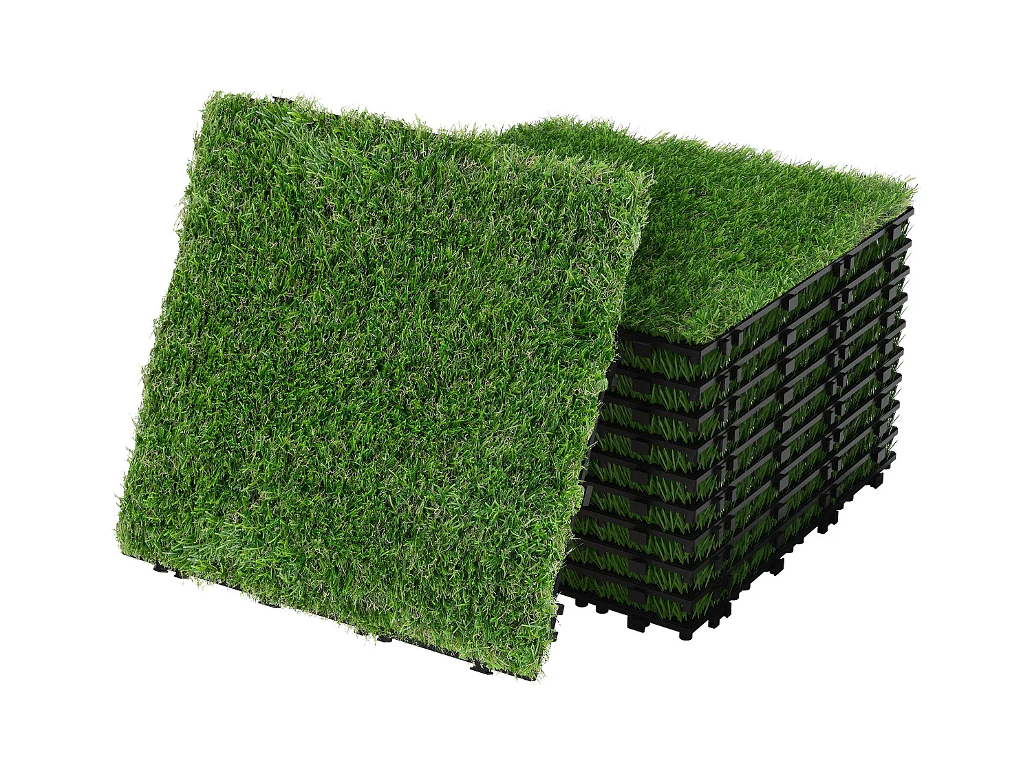 Dalles gazon synthétique 30x30 cm lot de 33 pièces 3m² clipsables avec drainage pelouse artificielle résistante UV jardin terrasse balcon intérieur