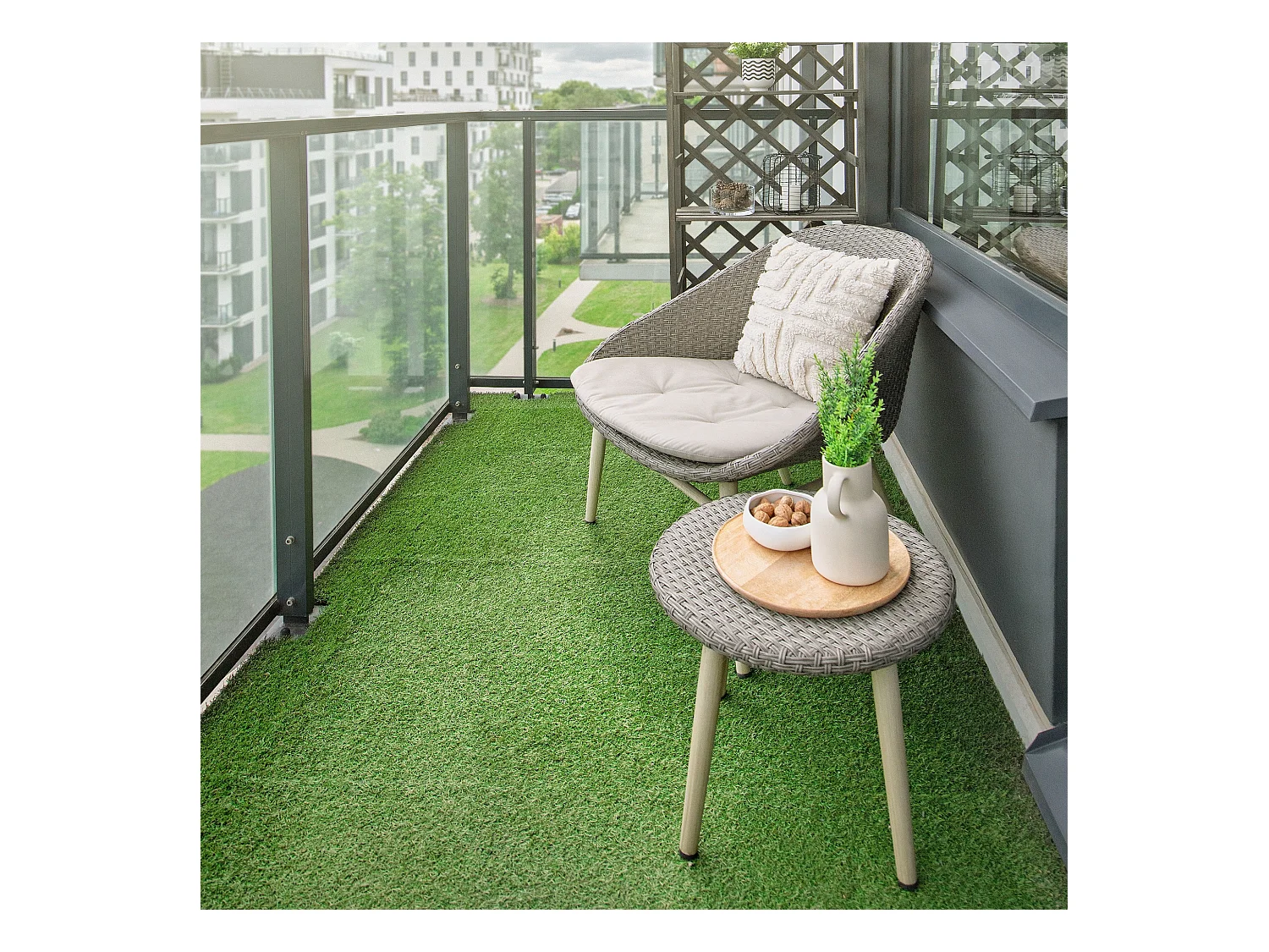 ML-Design Piastrelle in erba sintetica 30x30 cm 11 pezzi=1 m² prato artificiale con sistema a incastro, mattonelle erba da esterno, manto per giardino