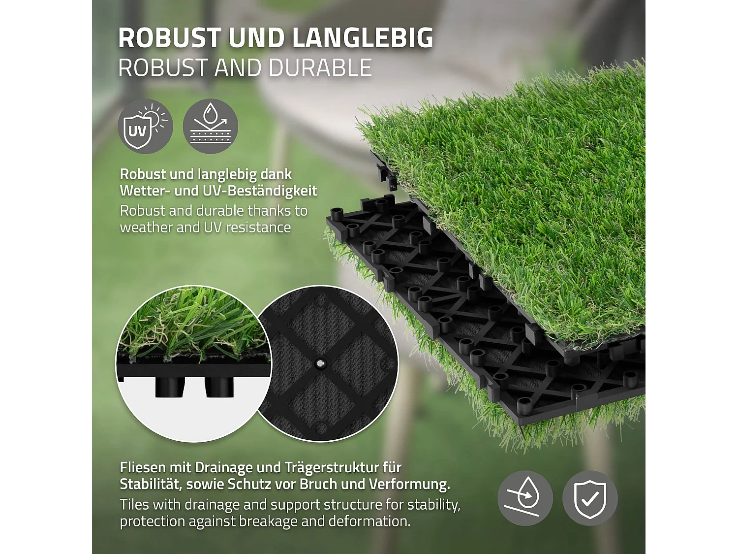 Dalles gazon synthétique 30x30 cm lot de 55 pièces 5m² clipsables avec drainage pelouse artificielle résistante UV jardin terrasse balcon intérieur