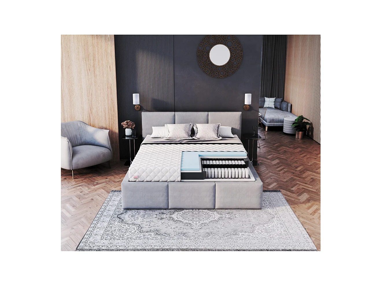 Matelas ENNA 160x200 - 19cm - Mousse de polyuréthane T25 - ressorts ensachés