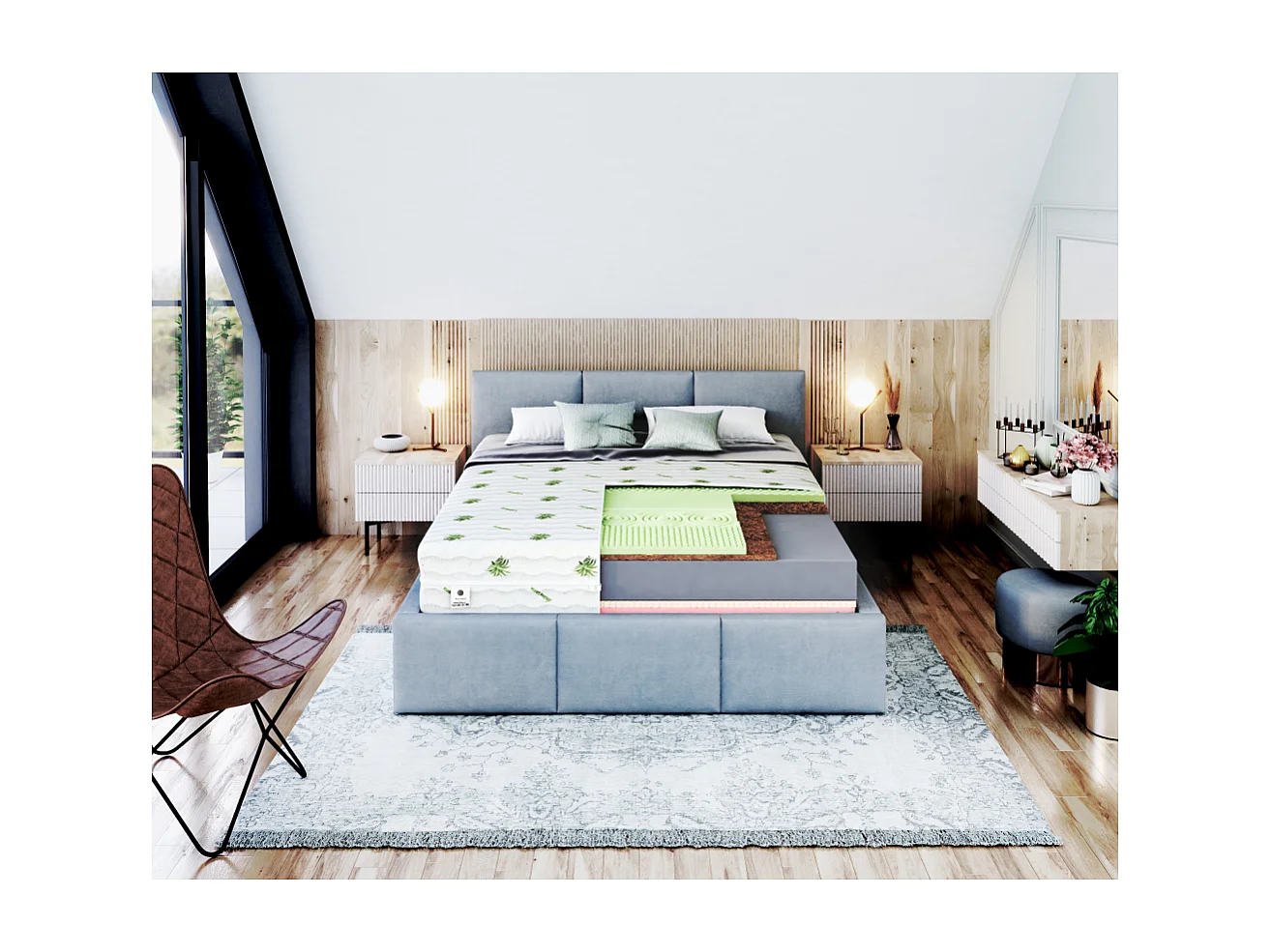 Matelas SAVONA 140x200 Mousse Mousse Polyuréthane T25 - Mémoire de forme - Latex - 22cm