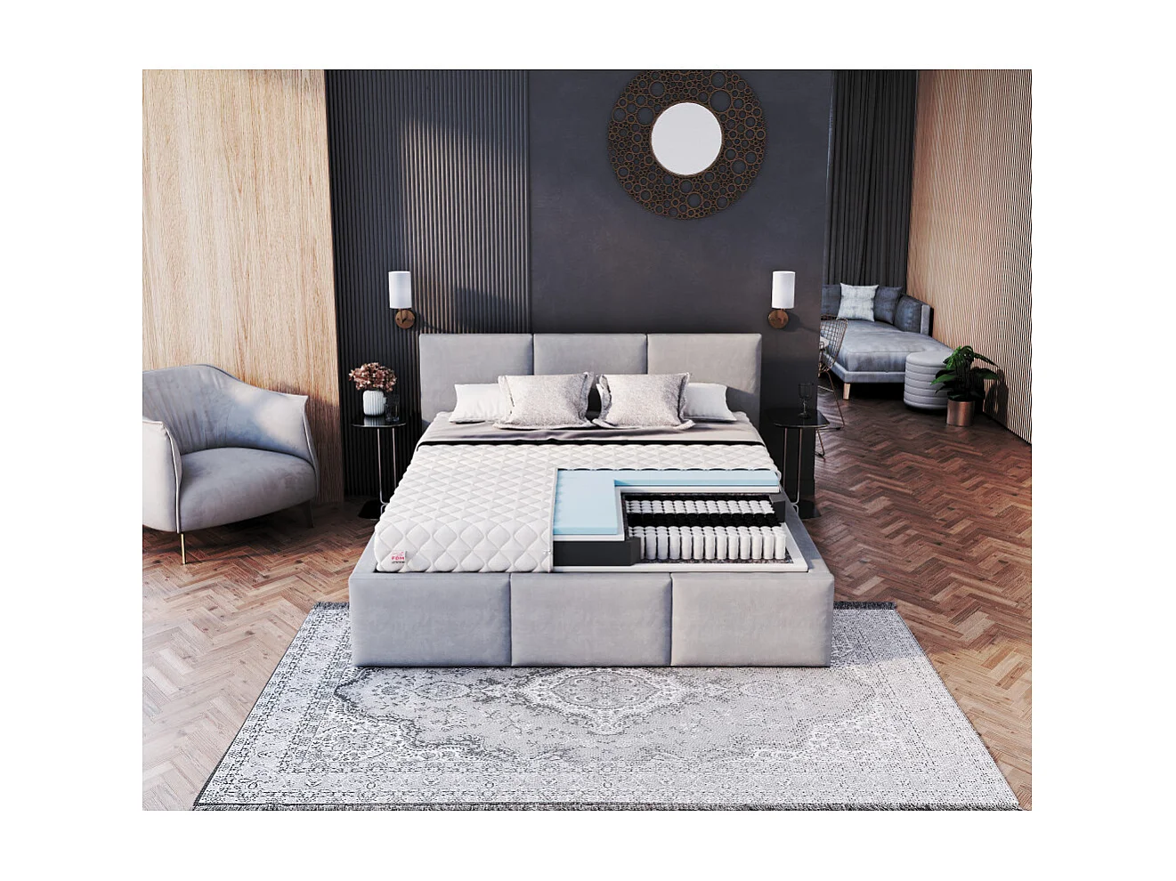 Matelas ENNA 140x190 - 19cm - Mousse de polyuréthane T25 - ressort ensachés