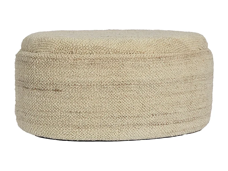 Tabouret Rangement Laine Marron Ovale 81 cm avec Couvercle Amovible