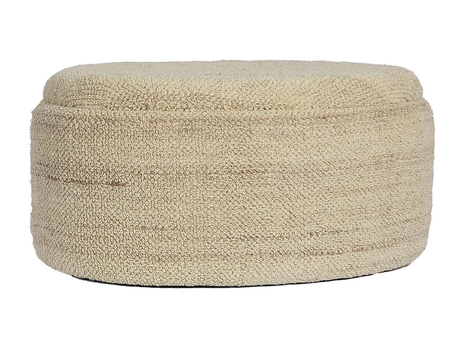 Tabouret Rangement Laine Marron Ovale 81 cm avec Couvercle Amovible