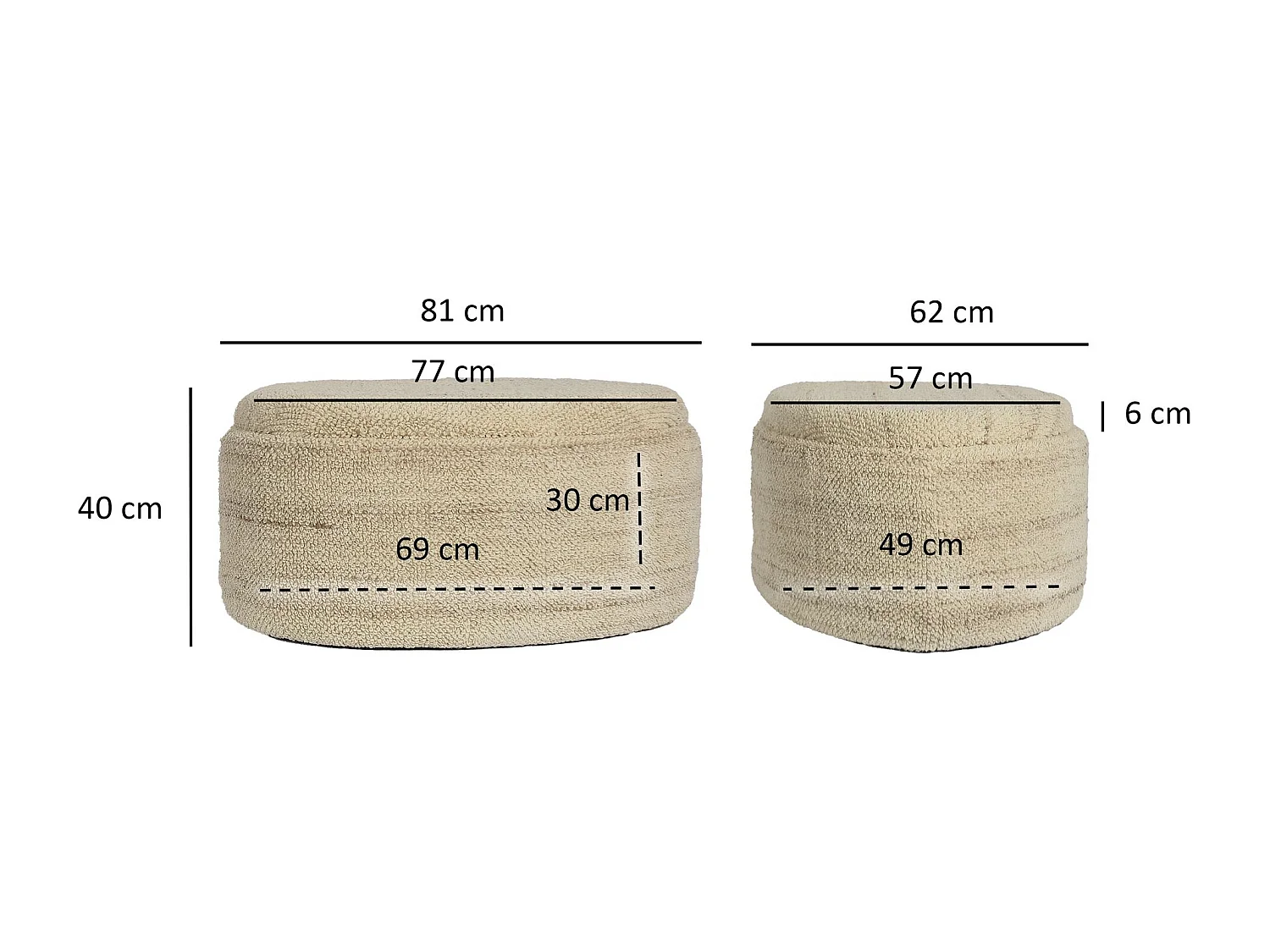 Tabouret Rangement Laine Marron Ovale 81 cm avec Couvercle Amovible