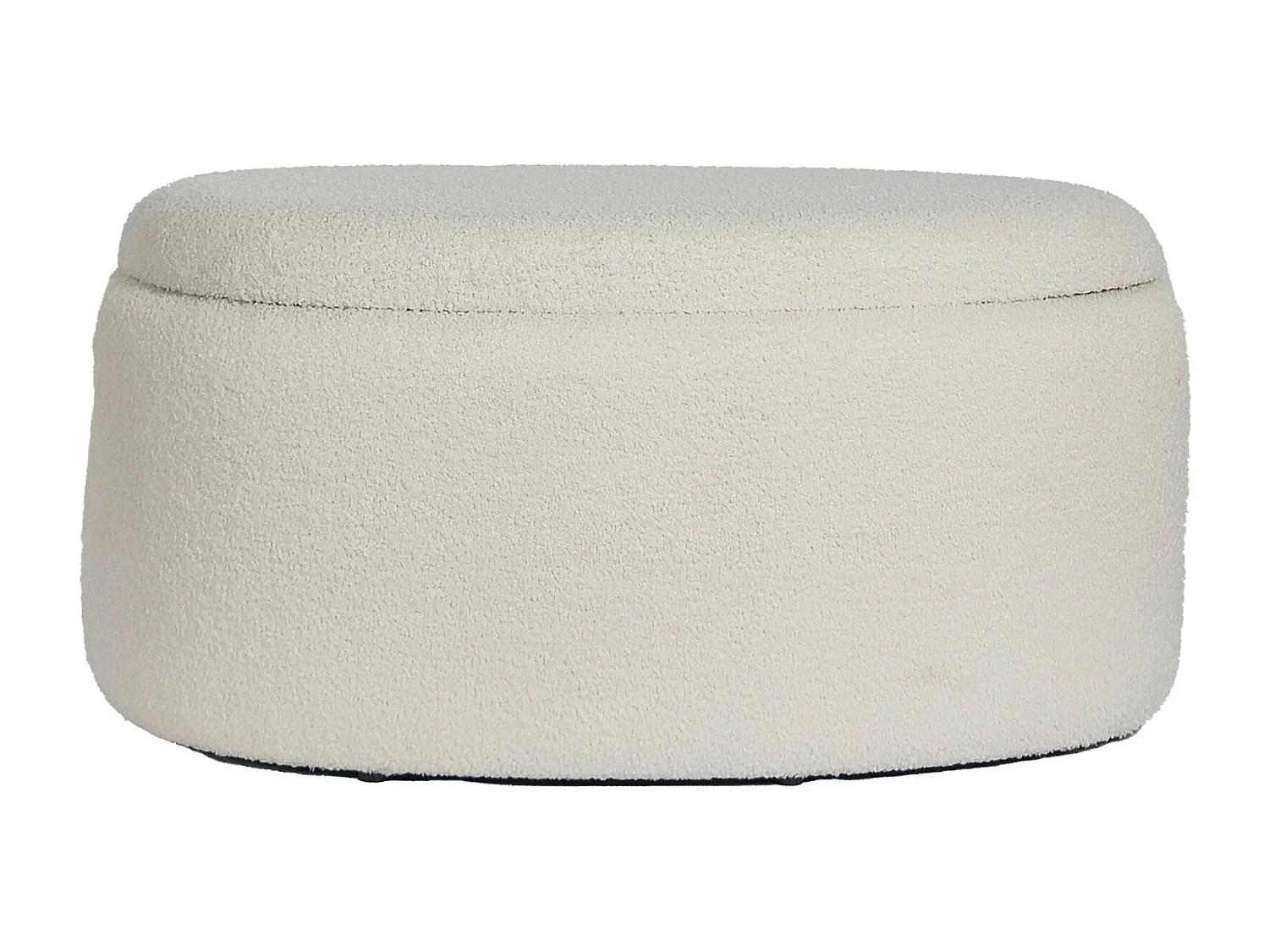Tabouret Rangement Ovale 81 cm Tissu Crème Couvercle Amovible Salon
